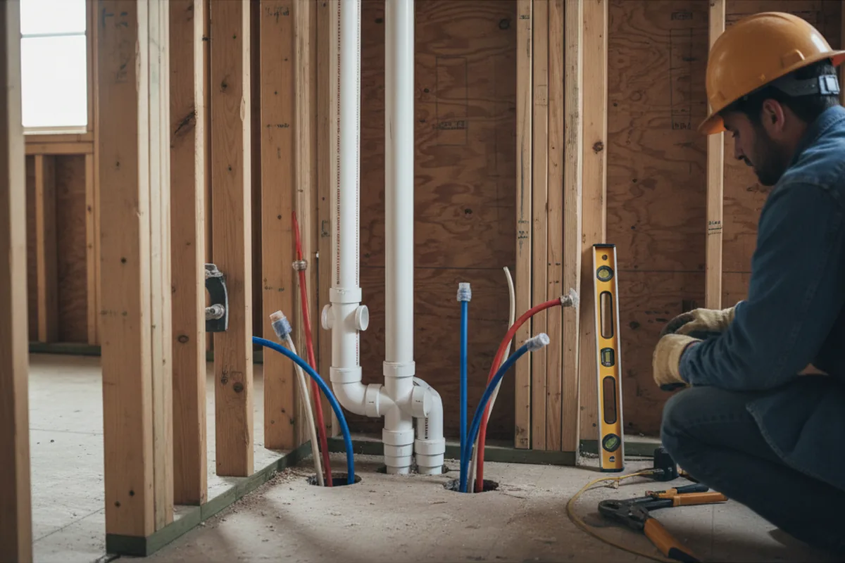Drain and supply rough-in during Leak Detection in Moss Landing