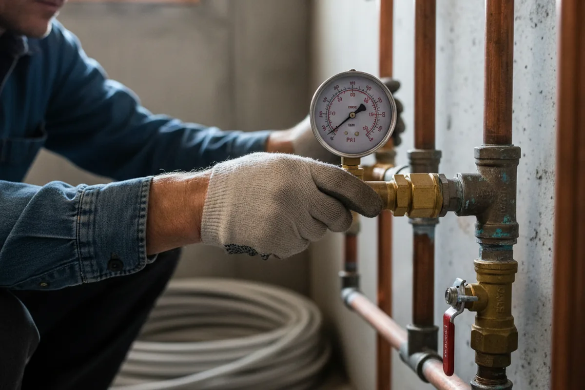 Pressure testing a repaired line during Water Line Repair in Moss Landing